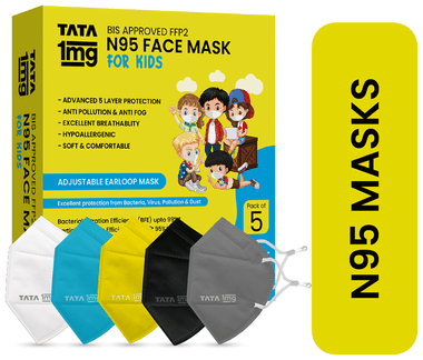 Tata 1mg BIS Approved FFP2 N95 Mask for Kids 5 Mask