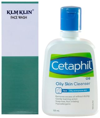 Acne Care Combo of Cetaphil Oily Skin Cleanser 125ml and Klm Klin Face Wash 100ml