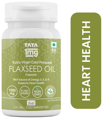 Tata 1mg Flaxseed Oil 1000mg Omega 3 Capsule for Heart Health